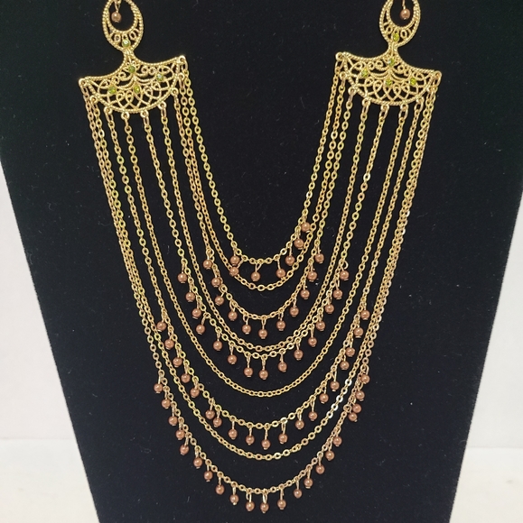 VCLM Mulit Layer Chain Gold Necklace - Picture 4 of 5